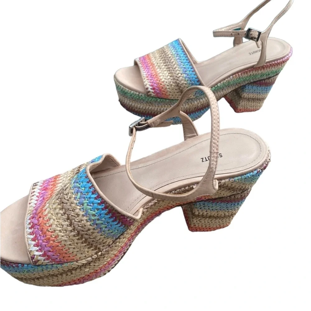 Schutz Ziquiele Pastel Platform Woven Heeled Sandals